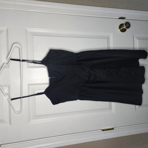 Source Unknown Black Babydoll Dress with Ruched Ribbed Design - Picture 2 of 11